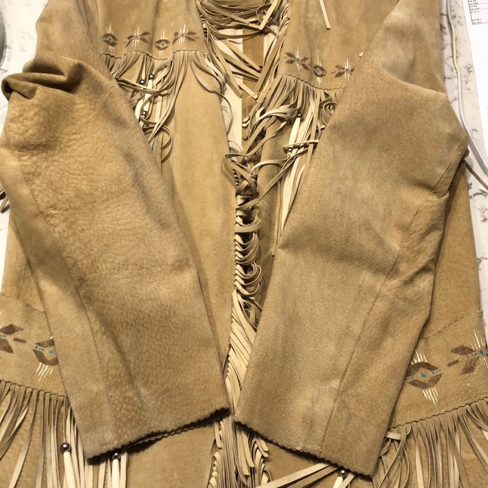 Western Suede Hand Painted Jacket by Patty Lewis Native American - Picture 13 of 16